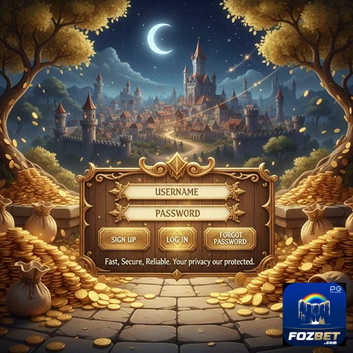 Tela de login do aplicativo fozbet com ícones de segurança.