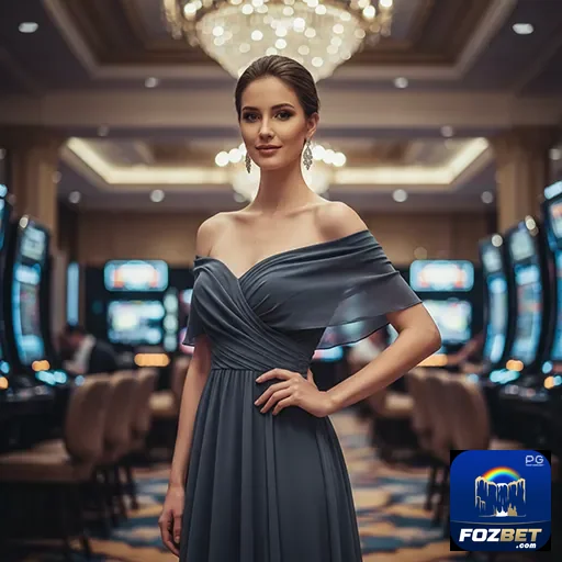 Jogadora de cassino em ambiente elegante na fozbet