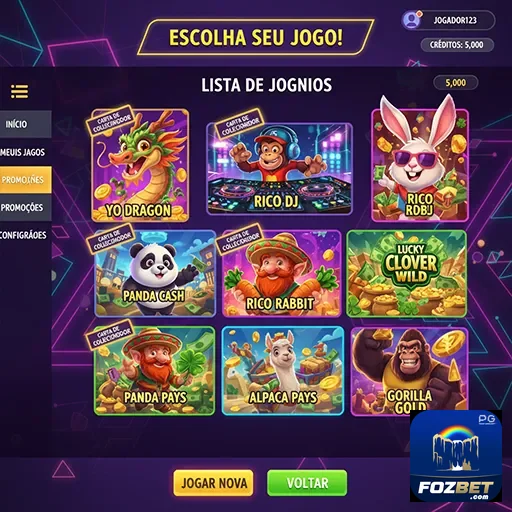 Imagem da tela de jogos e limites personalizados no fozbet.
