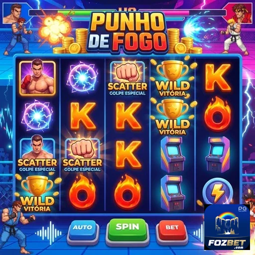 Tela de slot 'Punho de Fogo' disponível na fozbet.