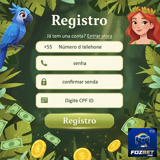 Tela de registro da fozbet com campos de cadastro.