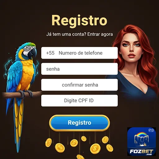 Tela de registro da fozbet com campos para dados do usuário.