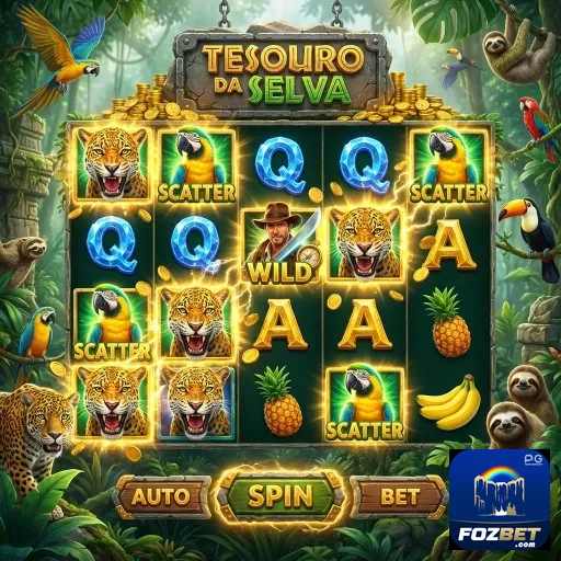 Slots do jogo 'Tesouro da Selva' na fozbet em uma selva.