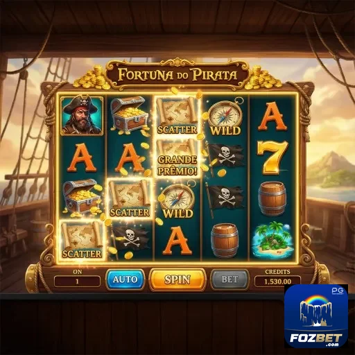 Tela do jogo Fortuna do Pirata no aplicativo da fozbet.