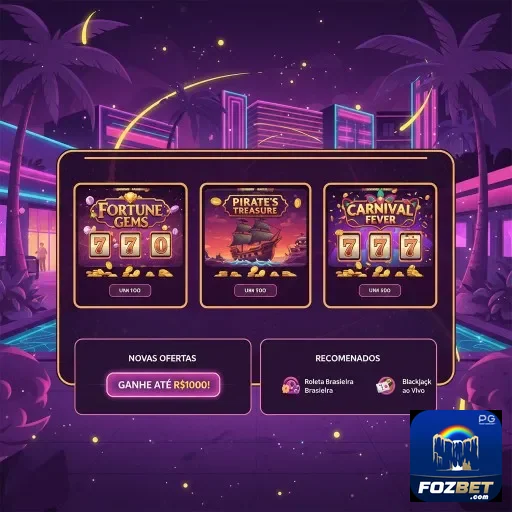 Tela do fozbet mostrando slots populares e ofertas atuais.